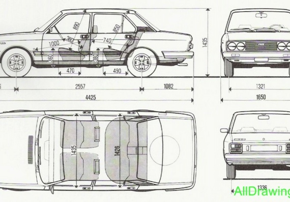 Fiat 132 2000CC - drawings of the car